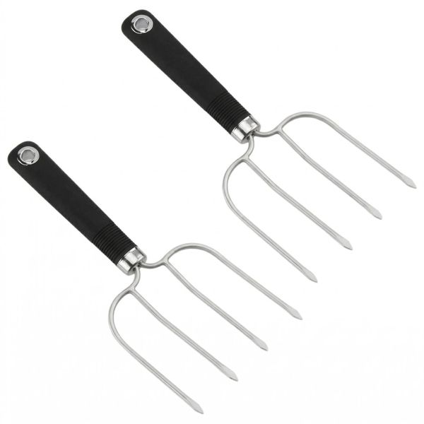 2-Pack Heavy-Duty Stainless Steel Turkey Lifter Forks with 4 Prongs