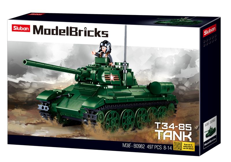 Sluban Model Bricks T34-85 Tank - 497 Piece