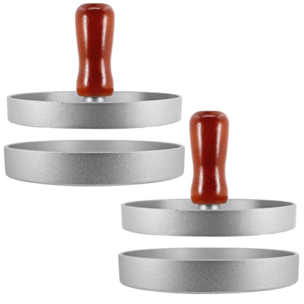 Kitchen Aluminium Burger Press For Uniform Patties Set Of 2 (11x1.7cm)