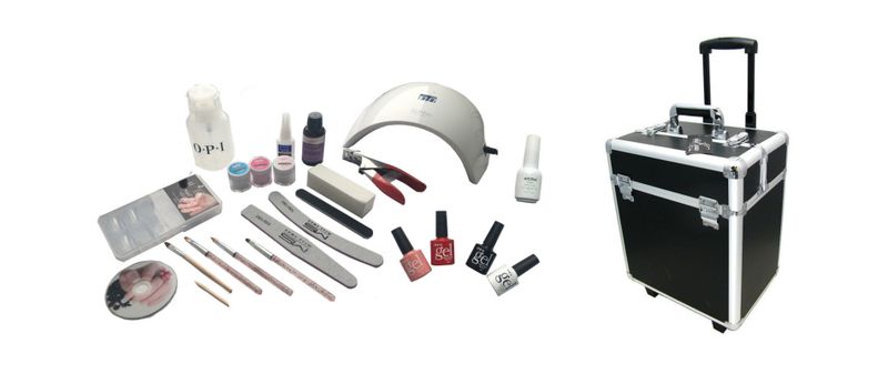 Professional Lock-up and go Nail Kit with a Black Case and UV Lamp