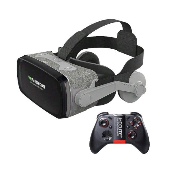 SHINECON - VR Headset With 3D HI-FI Stereo Headphone And Controller - Grey