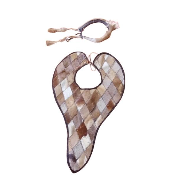 100% Cow And Springbok Skin Zulu Mbata Chestguard &amp; Umqhele Headband Set