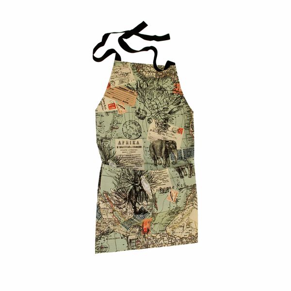 Launch Republic Africa Map Printed Apron Handmade Beige Straps