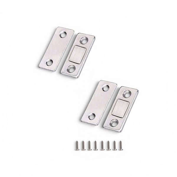 Magnetic Door Catch Set for Cabinets &amp; Cupboards 2 Piece Silver Latch