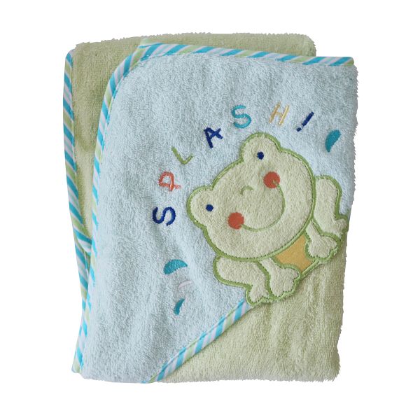 Snuggletime Deluxe Embroided Hooded Towel - Green Frog