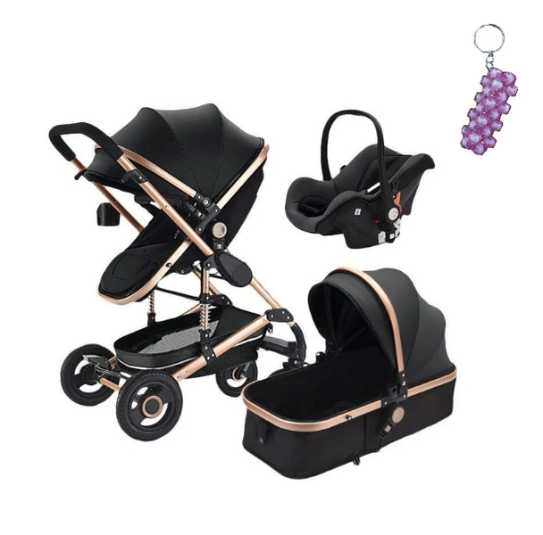 Black 3 In 1 Baby Stroller And A Key Holder image