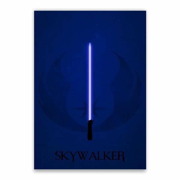Skywalker Blue Lightsaber And Symbol Poster - A1