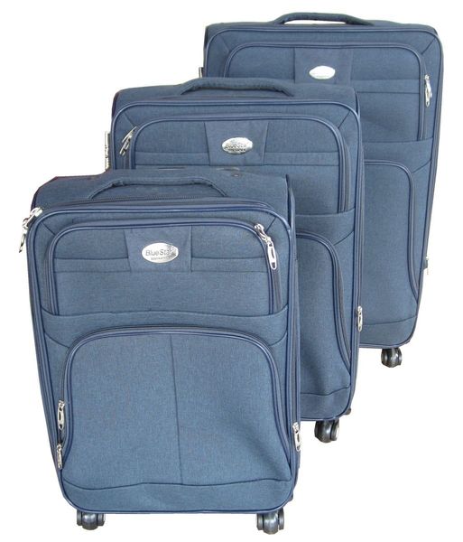 Blue Star 3-Piece Soft Fabric Luggage Set-Spinner Wheels, Expandable, Lock