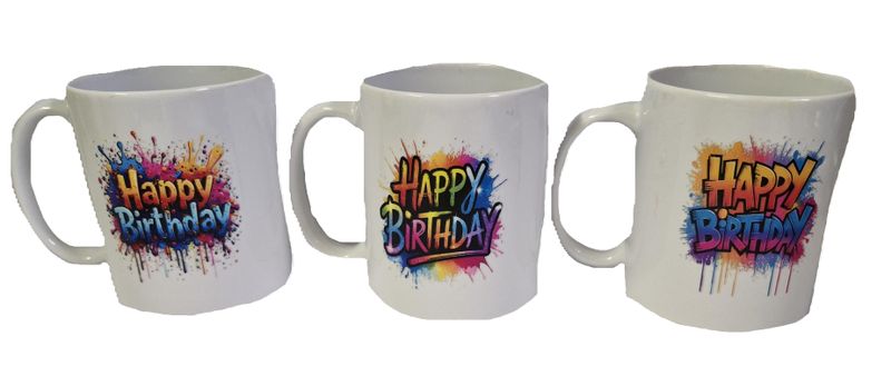 Set of 3 Mugs with Happy Birthday message
