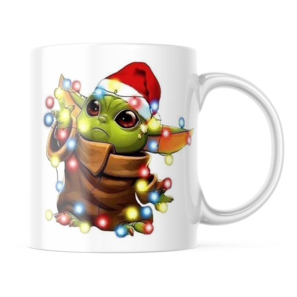 Ceramic Yoda Christmas Lights Mug - White - 11-Ounces