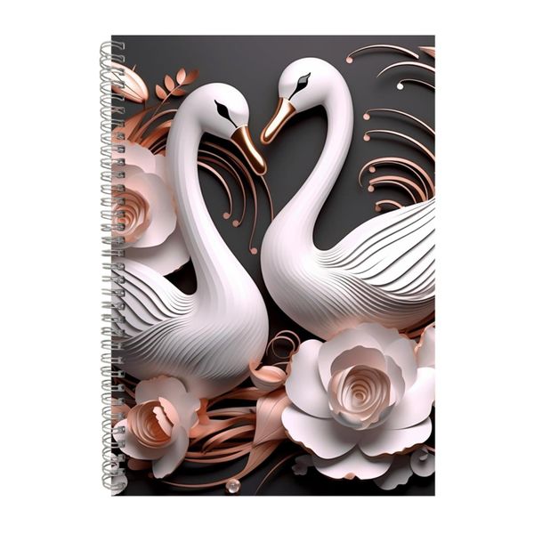White Swan Rose Gold And Black Floral Notebook Gift Idea Notepad Pad 107