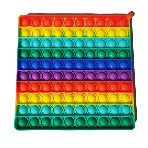Large Rainbow Square Pop It Bubble Popping Fidget Pad