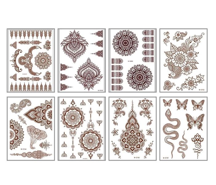 8 Pieces Waterproof Exquisite Lace Mandala Temporary Tattoo Stickers