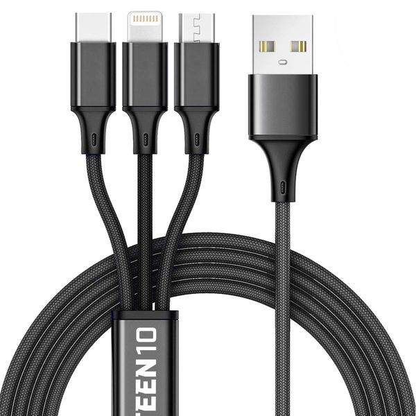 3-in-1 1.2M USB Charging Cable (Type-C /Micro USB /Lightning) - 3 Pack