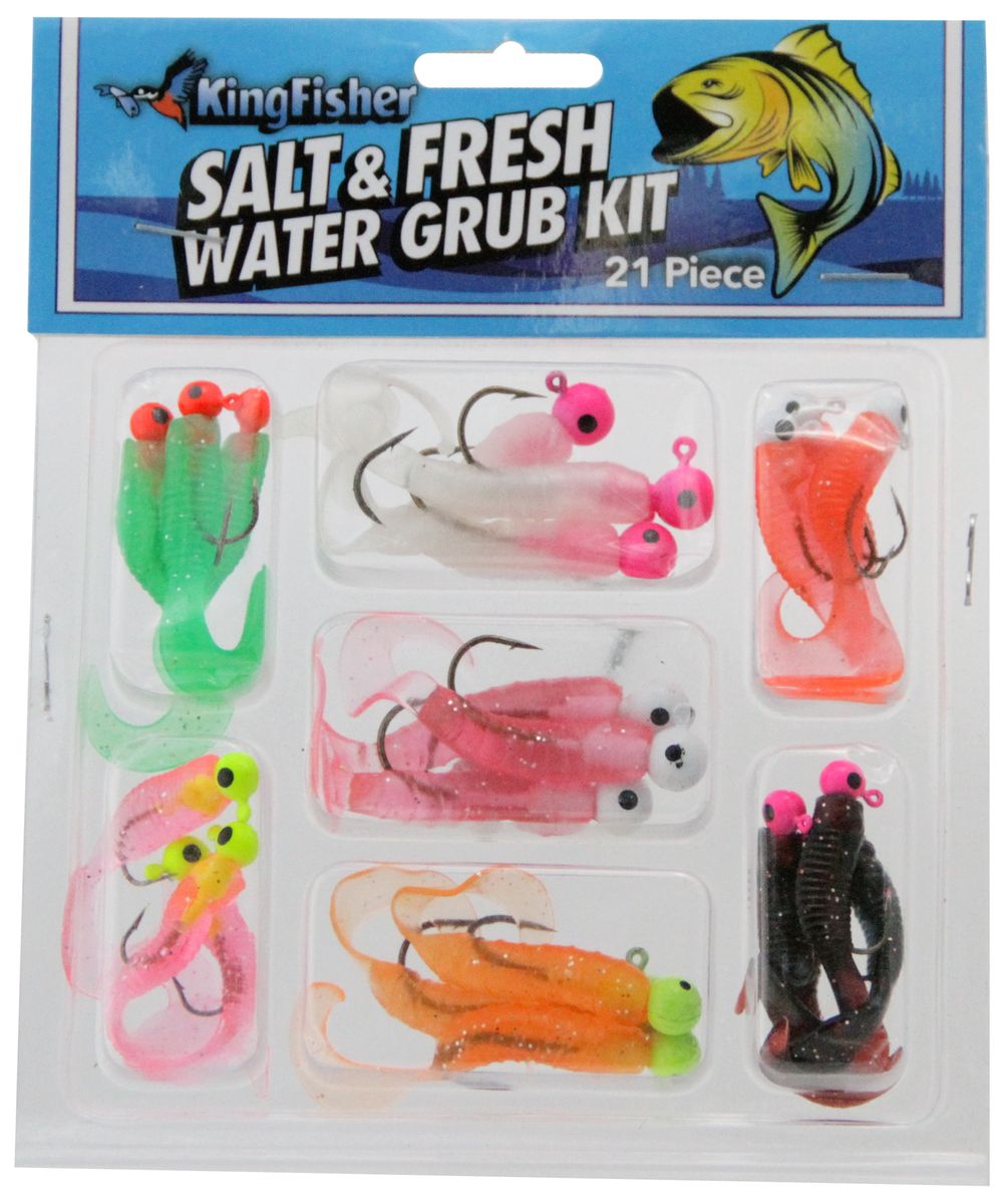 Salt & Fresh Water 21 Piece Fishing Grub Kit