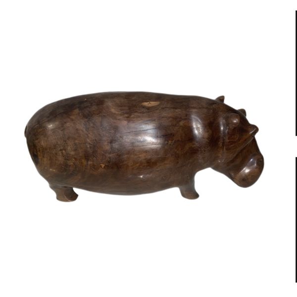 Posh Hippo Wooden Sculpture