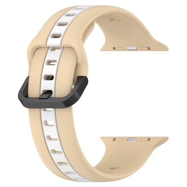 Two Tone Silicone Strap For Apple watch-42/44/45mm-Beige &amp; White