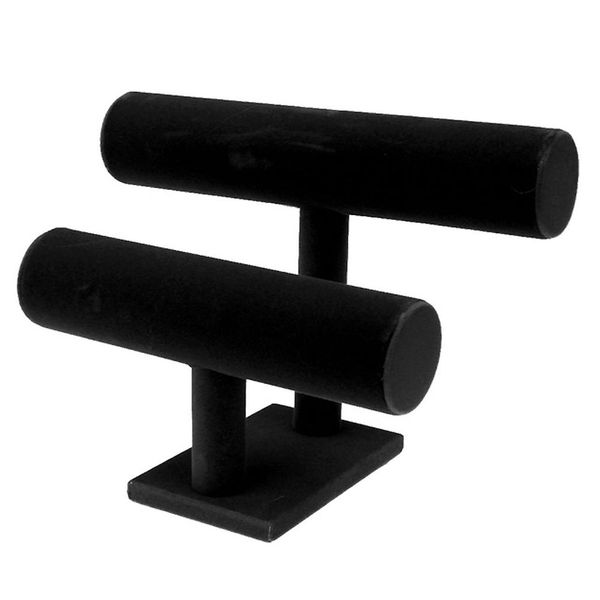 Black Velvet Dual 2 Tier Bracelet, Bangle &amp; Watch Holder Organiser