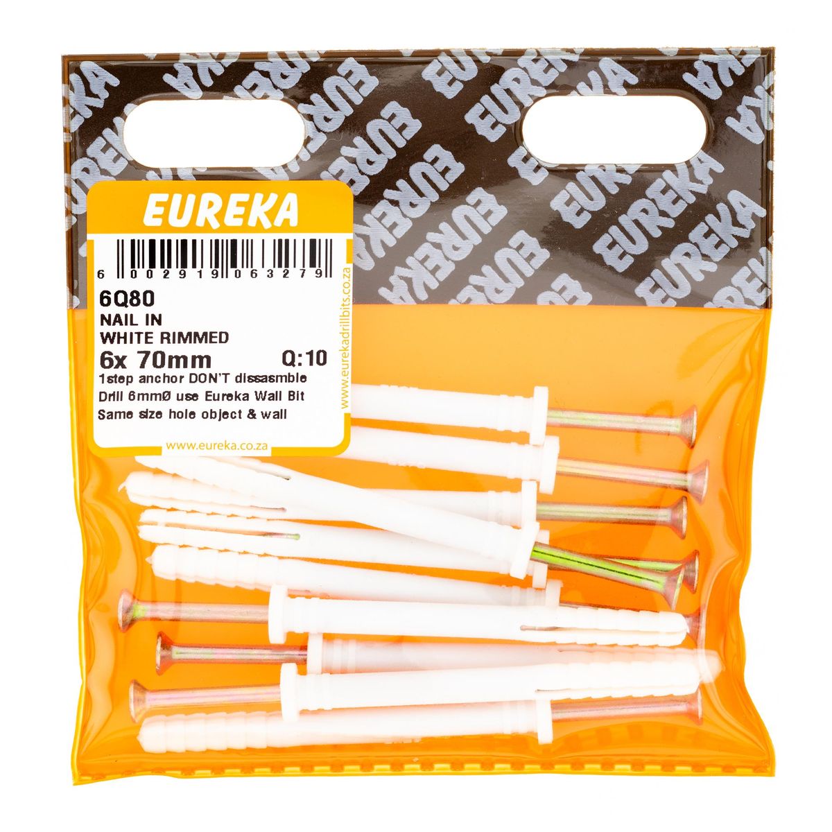 EUREKA Nail In Anchor White Rimmed 6 X 70mm Q 10 6Q80 Buy Online In 