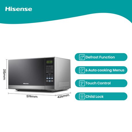 hisense 36 litre microwave oven mirror silver