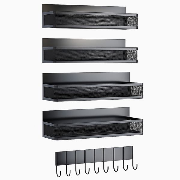 5Pcs Iron Magnetic Spice Rack &amp; Organizer for Refrigerator Kitchen Storage