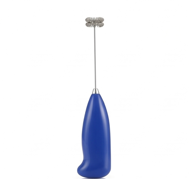 Blue Handheld Electric Milk Frother for Lattes