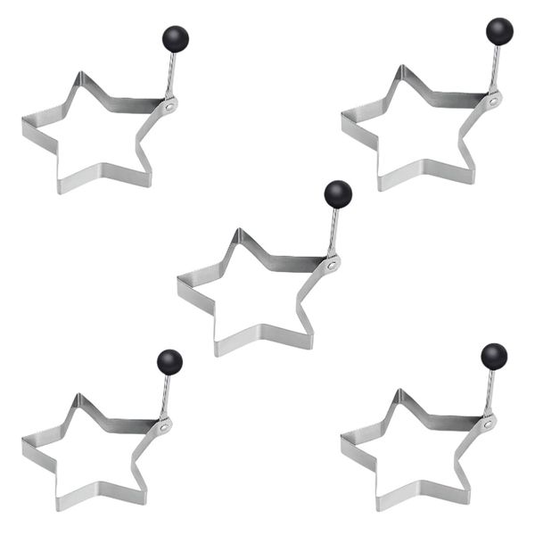 5 Pack - Five-Pointed Star Stainless Steel Omelette Mold - Silver &amp; Black