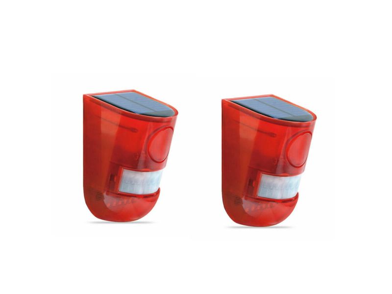 Solar Alarm Lamp Outdoor PIR Motion Sensor 2 Piece