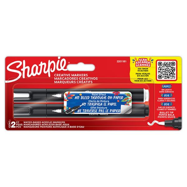 SHARPIE Acrylic Markers Bullet Assorted 2's