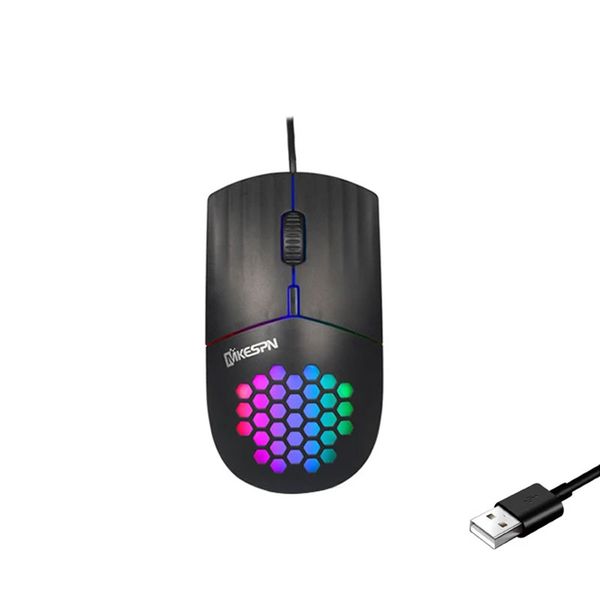 1600DPI RGB Backlit Honeycomb Shell Mouse Wired RGB Gaming Mouse USB/Type C