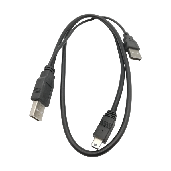 Dual 2-In-1 USB to USB Plus Mini USB Connector Cable - Black