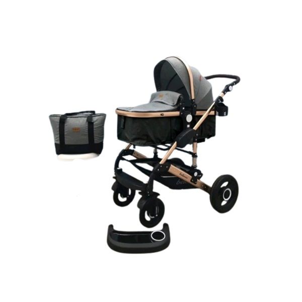 Belecoo Baby Stroller 2 in 1 Foldable Pram - Linen Gray