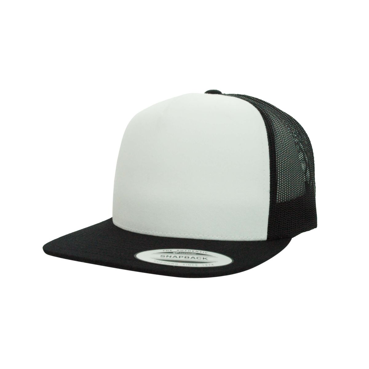 Black and White Flat Peak Mesh Adjustable Classic Trucker Cap | Shop ...