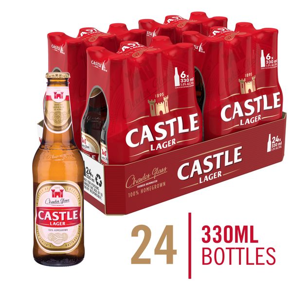 Castle Lager Local Beer 24 x 330ml Bottles