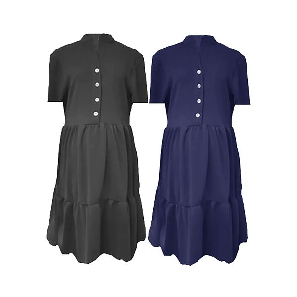 Hannah Grace Maternity Summer Black &amp; Navy 2 Tier dress - Combo Set