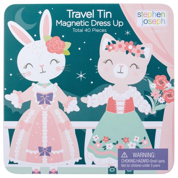 Stephen Joseph Travel Tin Magnetic Dress Up Bunny And Cat