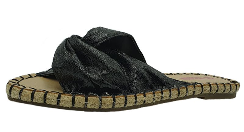Womens Pointy Metallic Espadrilles - Black