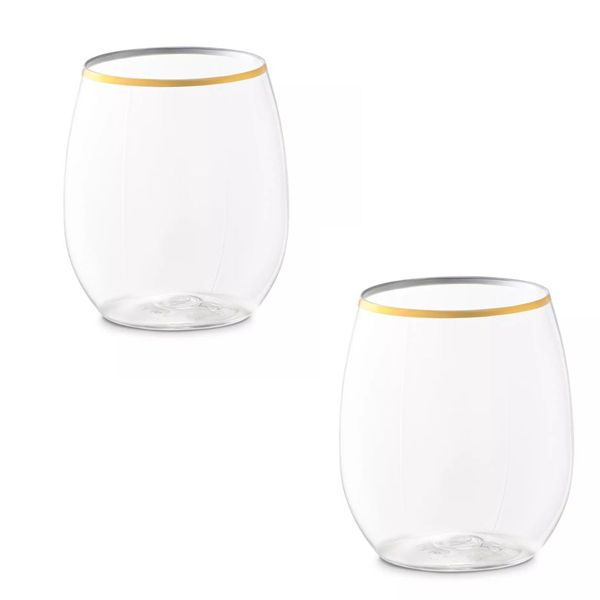 Transparent 300ml Break Resistant Plastic Stemless Wine Tumbler - 2 Pack