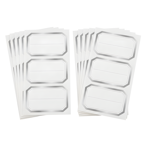 36 Pcs Blank Silver Border Self-Adhesive Label Stickers