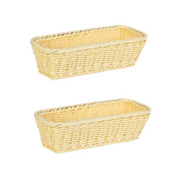 Plastic Rattan Woven Basket Spoon Fork Knife Chopsticks Storage B