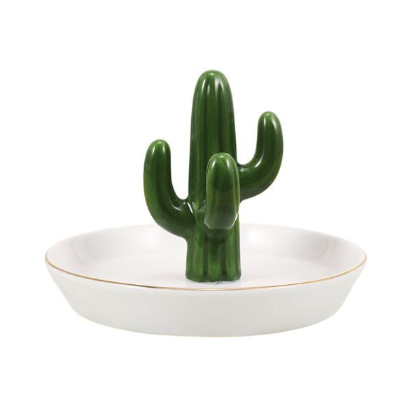 Cactus Ring Holder Tower Earring Trinket Tray Dish Ceramic Jewelry