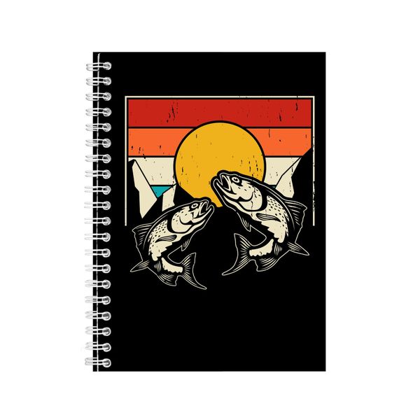 2 Trout A5 Notebook Spiral and Lined Fishing Lover Graphic Notepad Gift 196