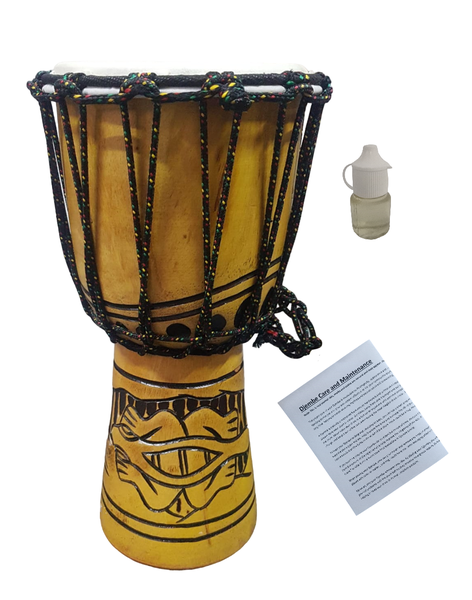 Djembe Drum Light Wood Gecko With Treatment Oil and Care Manual 30cm