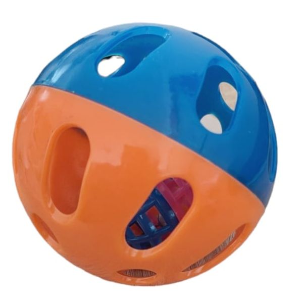 Orange/Blue-Cat/Small Dogs-Toy Balls with Jingle Bell - 90mm