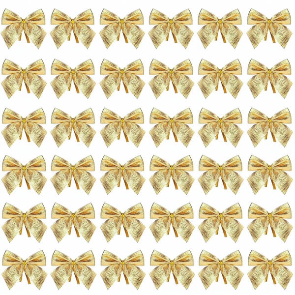 48 Piece Christmas Tree Decorative Bow Set - Gold