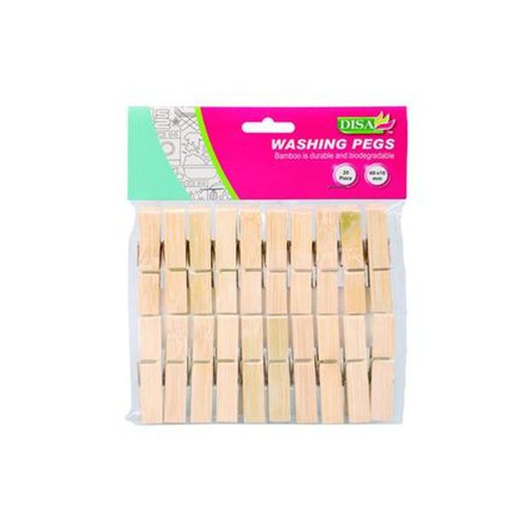 Washing Pegs Bamboo 20 Pieces