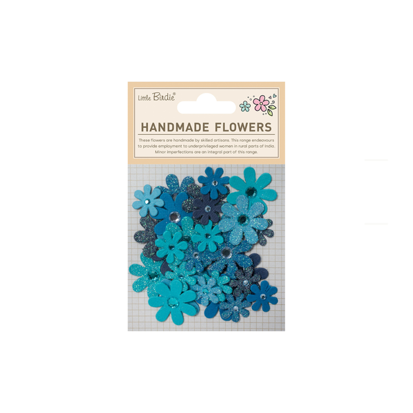 Handmade Flowers Sparkle Florettes - Blue Sky 30pc