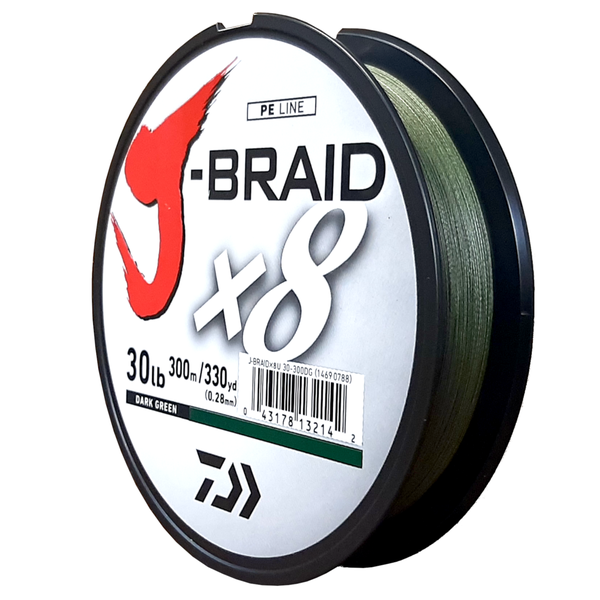 Daiwa J-Braid X8 Dark Green 30LB .28MM 300m Spool