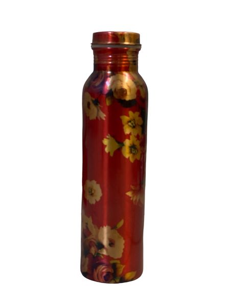 Red Lockable Lid Water Bottle 100% Pure Copper 1 Ltr