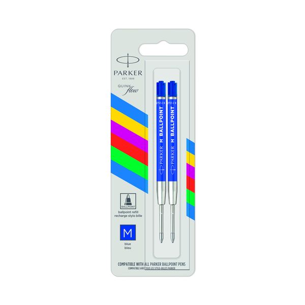 PARKER Economy Ball Pen Refill Medium Nib Blister of 2 - Blue - 1mm